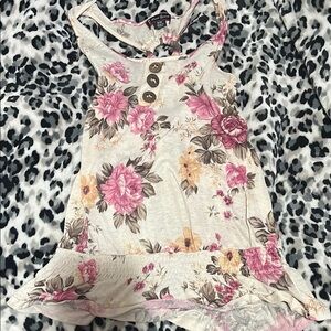 Floral Sleeveless Top with Button Detail